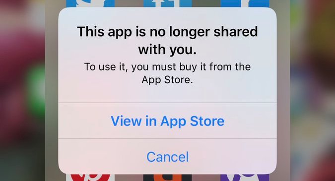 This App is No Longer Shared iOS Bug
