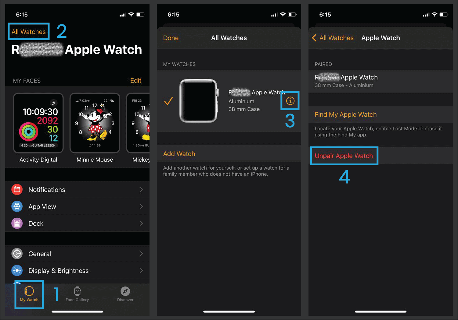 how to unpair apple watch without phone and with paired iphone