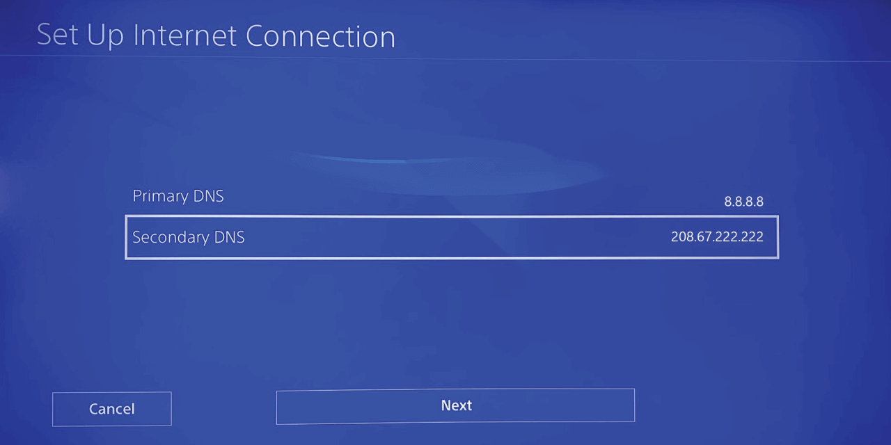 How do I fix DNS error on PS4 or PS5 manual DNS configuration